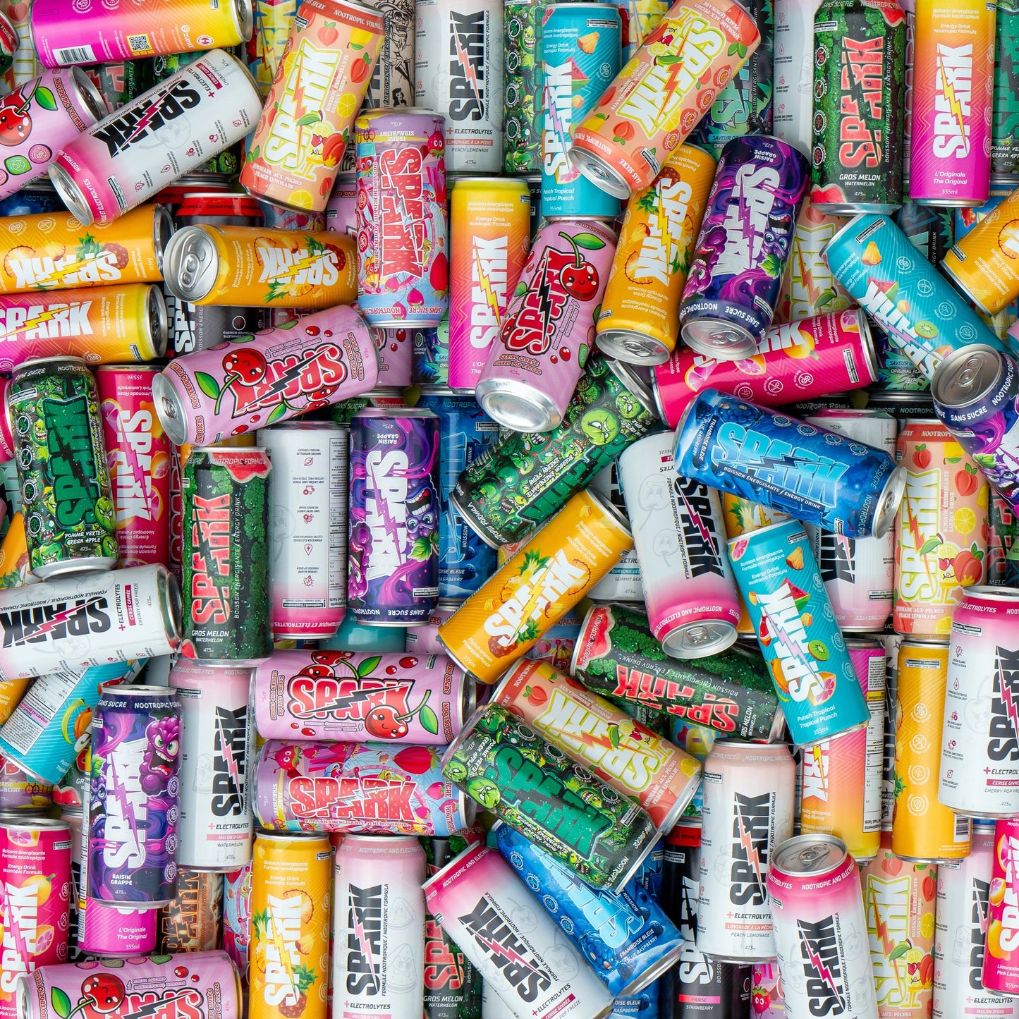 canettes de spark de toutes les saveurs