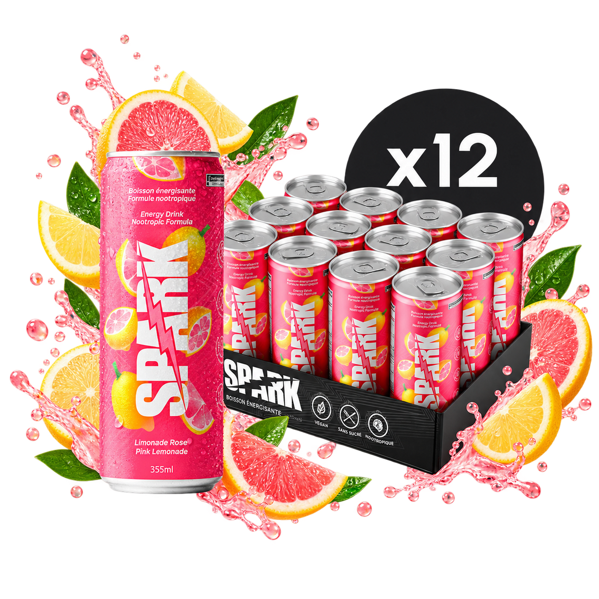 Caisse de 12 | Slim - saveur limonade rose | Default Title | ×12 | Spark