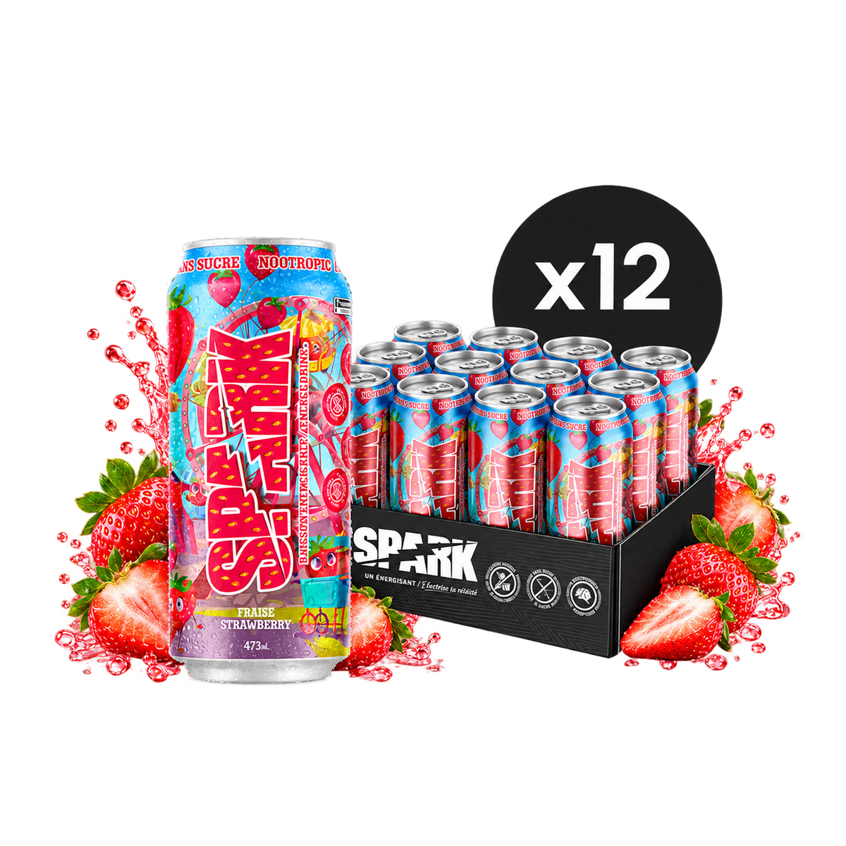 Boisson Énergisante - Caisse de 12 | Saveur Fraise | Default Title | ×12 | Spark