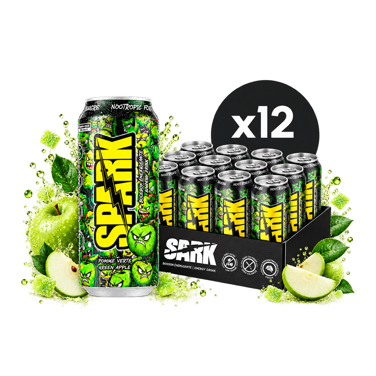 Boisson Énergisante - Caisse de 12 | Saveur Pomme Verte | Default Title | ×12 | Spark