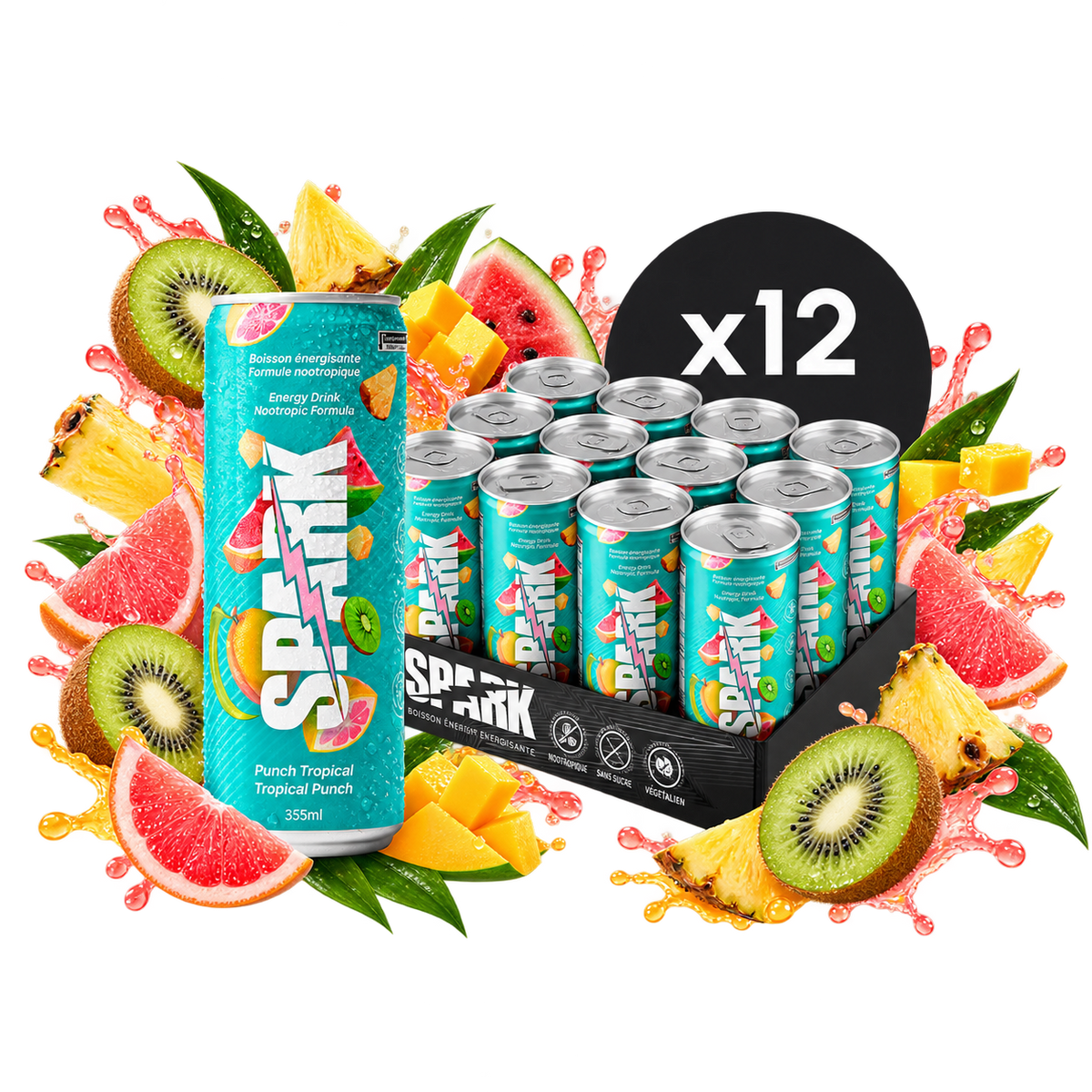Caisse de 12 | Slim, saveur Tropicale | Default Title | ×12 | Spark
